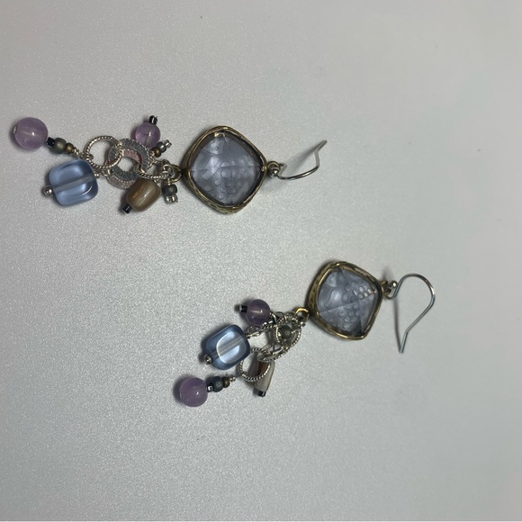 Silpada Sterling Silver & Frosted Etched Amethyst Glass, Shell & Bead Earrings - Picture 9 of 16